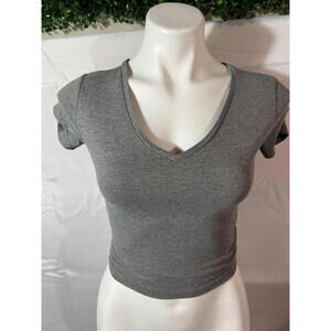Wild Fable Gray V-Neck Crop Top XS